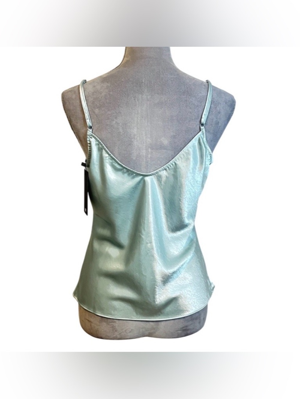 Satin Silky Blue Camisole Tank Blouse L Minimalist Party Summer Business Casual - Picture 2 of 8